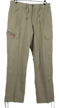 Pánské béžové plátěné cargo kalhoty vel. 31/32