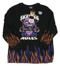 Nové - černé triko s lebkou a nápisy F&F