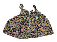 Čierno-farebný kvetovaný crop top Next