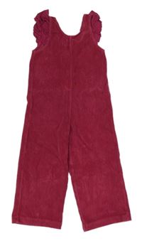 Tmavorůžový sametový žebrovaný overal Zara
