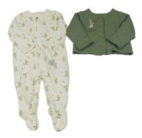 Nové - 2set - Khaki prošívané bolérko so zajícem + overal Tu