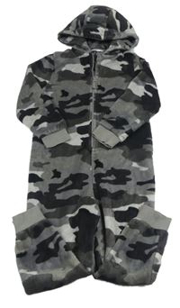 Šedo-černá army chlupatá kombinéza s kapucí M&S