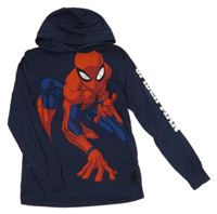 Tmavomodré triko se Spidermanem a kapucí