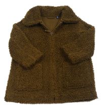 Hnedý huňatý zateplený kabát Uniqlo