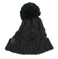 Tmavosivá pletená 3D vzorovaná podšitá čapica s brmbolcom Next