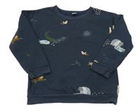 Tmavomodrá mikina so zvieratkami Tu