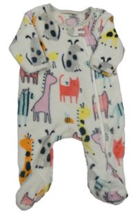 Biely plyšový overal so zvieratkami Next