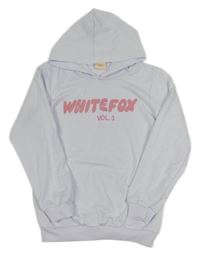 Biela mikina s nápisom a kapucňou