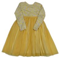 Bílo-žluté bavlněno/tylové šaty s květinami Leigh Tucker