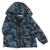 Tmavosivá vzorovaná šušťáková jarná bunda s kapucňou Shein