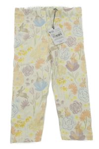 Nové - Smetanové květované legíny s králíky Tu