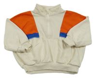 Smetanovo-červeno-modrá oversize mikina so stojačikom George