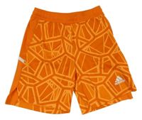 Oranžové vzorované sportovní kraťasy s logem Adidas