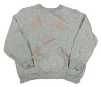 Sivá melírovaná mikina s motýly H&M