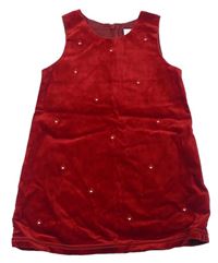 Červené zamatové menšestrové šaty s kvietkami Next