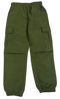 Olivové cargo cuff kalhoty Shein