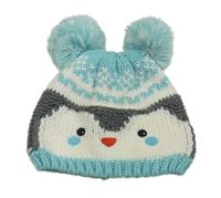 Tyrkysovo-bielo-sivá pletená čapica s tučňákem Lily & Dan