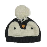 Tmavošedo-biela pletená čapica s tučňákem zn. Next