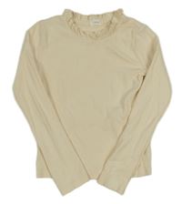 Béžové žebrované triko s volánky Next