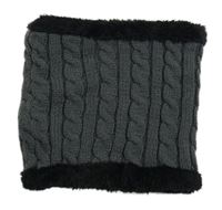 Šedo-černý pletený copánkový nákrčník