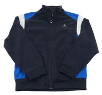 Tmavomodro-modrá funkční fleecová propínací mikina Domyos