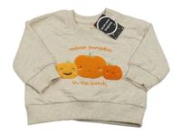 Nové - Béžová melírovaná mikina s dýněmi 