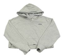 Sivá melírovaná crop mikina s nápisom a kapucňou Zara