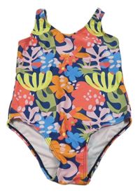 Barevné kytičkované jednodílné plavky 