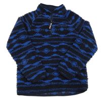 Tmavomodro-modrá vzorovaná huňatá mikina s logem Craghoppers