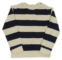 Tmavomodro-béžová pruhovaná mikina H&M
