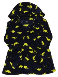 Tmavomodrý chlupatý župan s dinosaury a kapucí Next