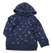 Tmavomodrá mikina s obrázkami a kapucňou Matalan