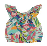 Bielo-farebná vzorovaná blúzka s lodičkovým výstřihem