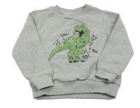 Sivá melírovaná mikina s dinosaurami Sinsay