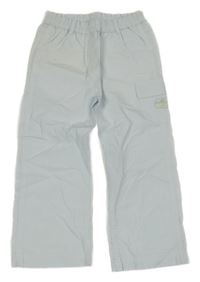 Světlemodro-biele pruhované plátenné nohavice s vreckom