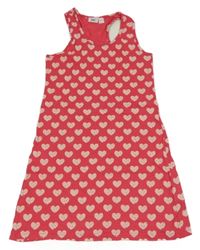 Ružové bavlnené šaty so srdiečkami Bonprix