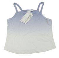 Nové - Bielo-svetlomodrý rebrovaný crop top M&S