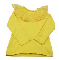 Žluté triko s krajkovým límcem Panino