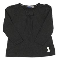 Tmavosivá tunika s mašlou a mačkou Lupilu