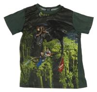 Tmavosivé tričko s potiskem Jak vycvičit draka