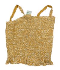 Nové - Okrovo-biely vzorovaný žabičkový crop top Primark