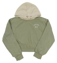 Zelenošedá crop mikina s nápisom a kapucňou River Island
