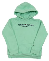 Světlezelená mikina s kapucí a logem Tommy Hilfiger