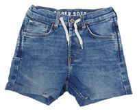 Modré teplákové slim fit rifľové kraťasy H&M
