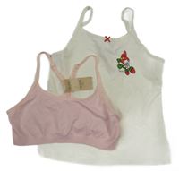 2set - Smetanová košilka s jahůdkami + světlerůžová lambáda M&S