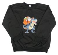 Čierna mikina s dinosaurom a Santou
