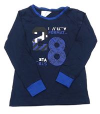 Tmavomodro-zafírové pyžamové tričko s číslom a nápismi POCOPIANO