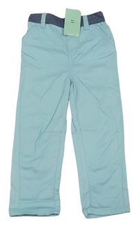 Světlemodro-tmavomodré chino plátenné nohavice M&Co