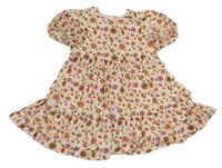 Smotanové plátenné šaty s kvietkami Mothercare