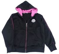 Čierna prepínaci športová mikina s logom a pruhom a kapucňou Moncler